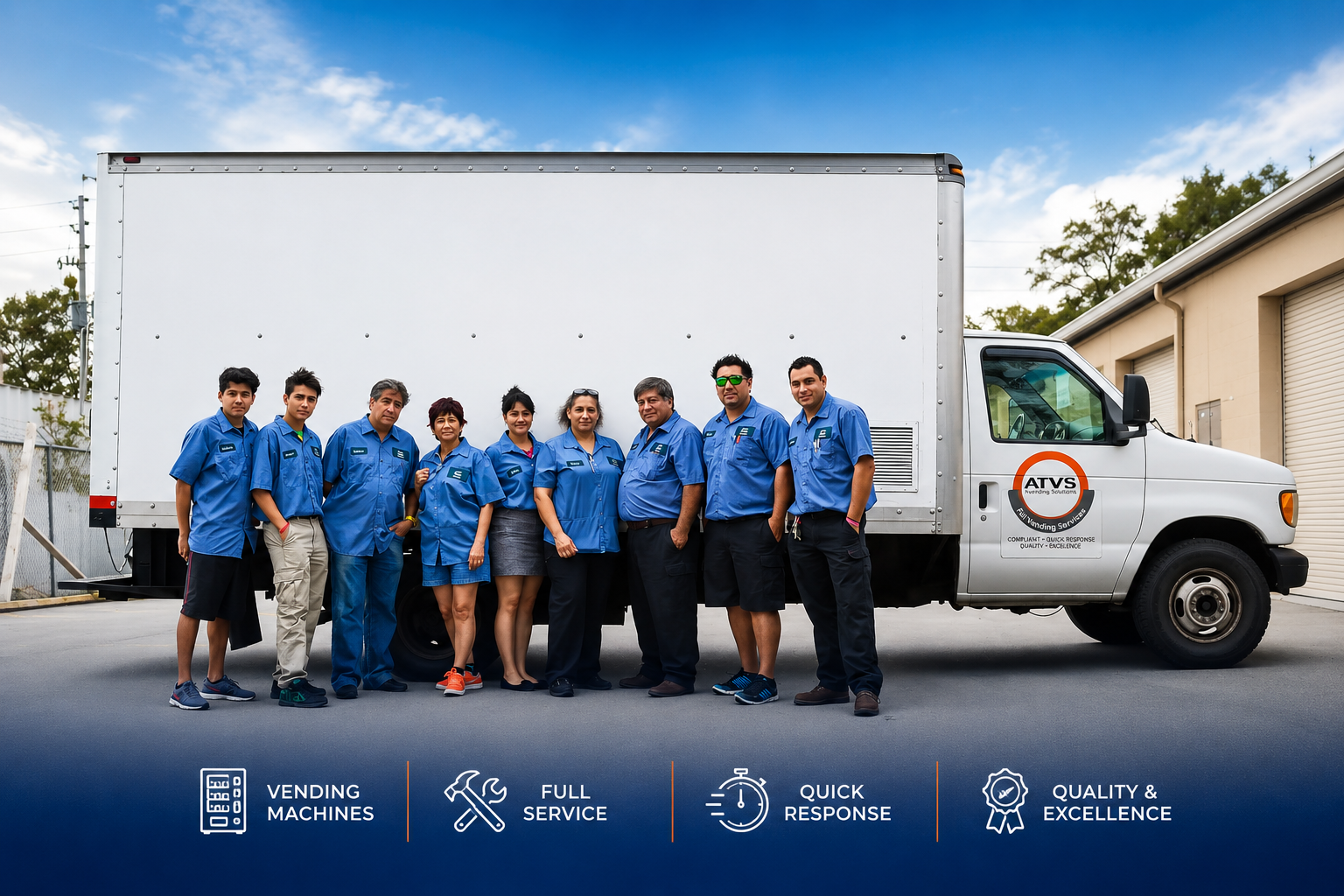 ATVS team in Florida posing in front of the company service truck